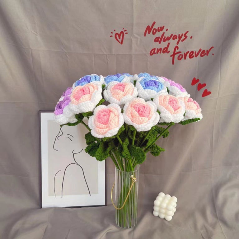 Oiur Braided Rose Handmade Crochet Flower Beautiful Long-lasting