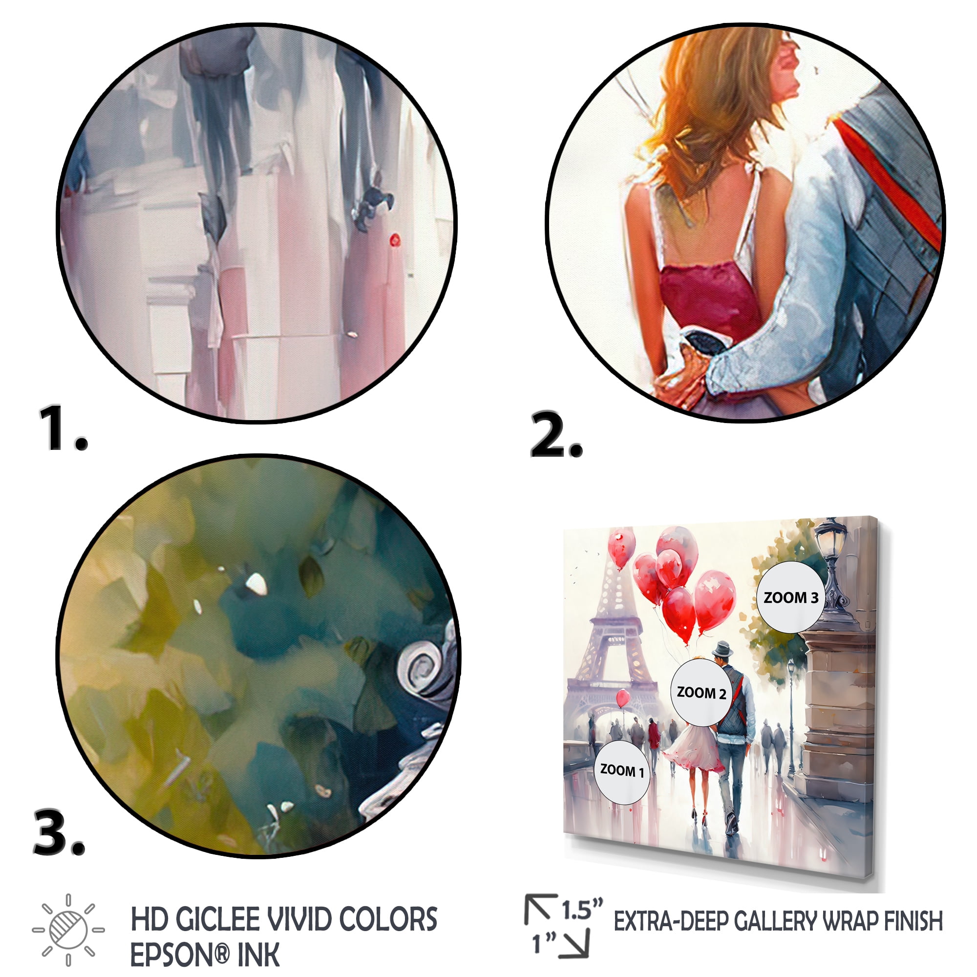 Designart Couples In Love In Paris III Canvas Wall Art