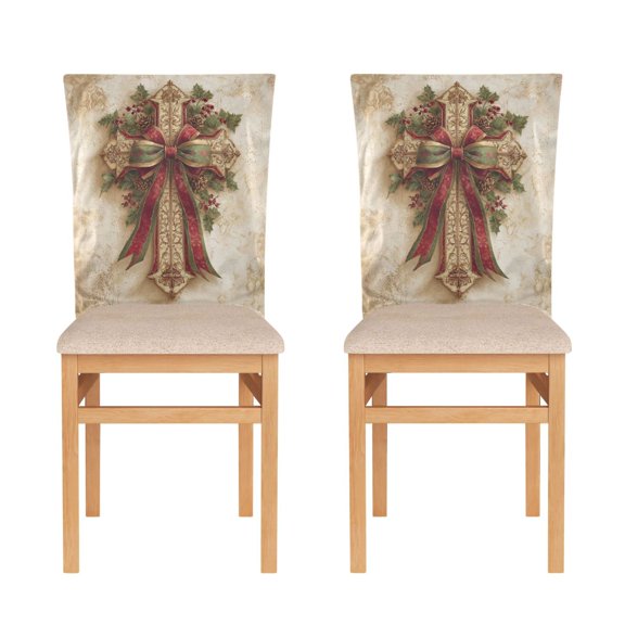 Decorative Chair Back Cover One Size x2 Chair Cover Dining Chair Slipcovers Chair Back Decoration Festival Chair Decoration Lovely Christmas Cross
