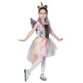 thumbnail image 2 of KAWELL Girls Unicorn Costume Rainbow Dress with Wing Headband for Child 7-8t, 2 of 6