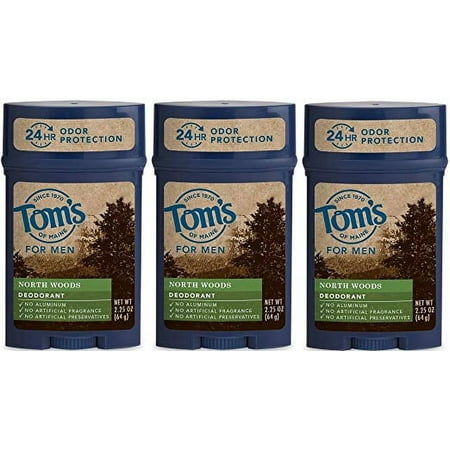 Tom's of Maine Men's Long Lasting Deodorant, North Woods, 2.25 oz, 3 Pack