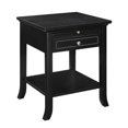 thumbnail image 1 of Pemberly Row Table d'Appoint Traditionnelle en Bois avec Tiroir et Tablette Inférieure, Noir, 1 of 3