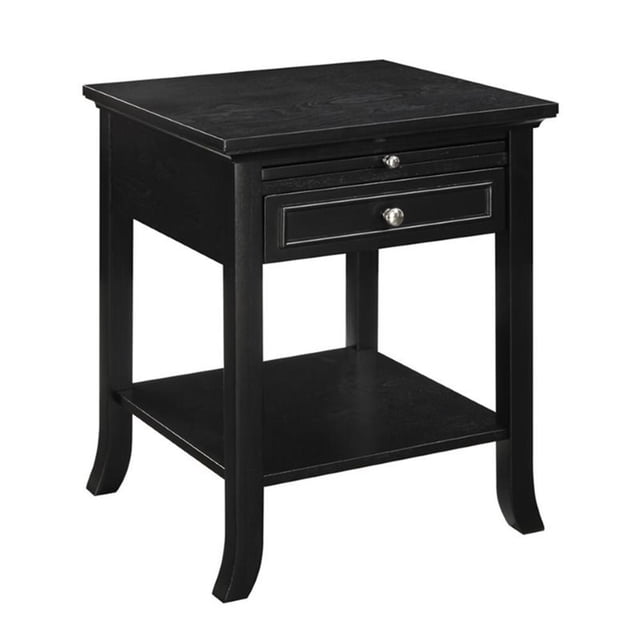 Pemberly Row Table d'Appoint Traditionnelle en Bois avec Tiroir et Tablette Inférieure, Noir