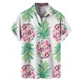 thumbnail image 3 of Rovga Mens Shirts Solid Color Summer Pineapple Printing Hawaii Short Sleeve Shirts Tops Hot Pink Shirt,Size:Xl, 3 of 4