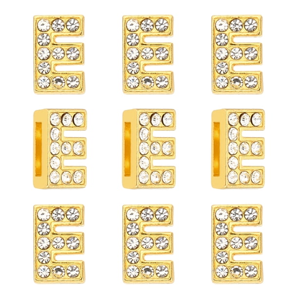 30pcs Encanto de Letra, Encanto de Letra de Rhinestone Cristal Alfabeto Pulseras Colgante para Collar de Cuero, Dorado, E
