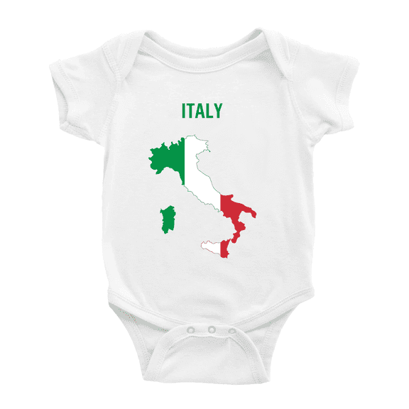 Italy Map Flag Cute Baby Bodysuit Jumpsuits (White, 18-24 Months)