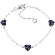 Cutie Pie 1/5 Carat T.G.W. Created Blue Sapphire Sterling Silver Heart Baby Bracelet, 5" with 1" Extender