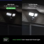 Home Zone Security Dual Brightness Motion Sensor Light - Outdoor Weather Resistant LED Twin Head 5000K Security Light with Standby Halo Light and Easy Connect Back Panel, White
