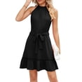 thumbnail image 4 of Hanerdun Women Halter Dresses Female Party Dress Mini Formal Dress Black S, 4 of 6