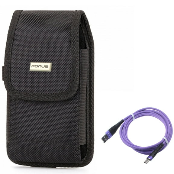 Case Belt Clip   10ft USB Cable for Motorola One 5G Ace Phone - Swivel Holster Rugged Cover and Purple Type-C Charger Cord Power Combo for Motorola One 5G Ace (2021)