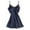 Dark Blue, variant on Women's Satin Chemise Nightgown Lace Trim Silk Slip Dress Sexy V Neck Sleepwear Silver L