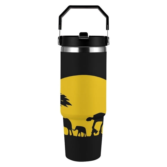 Elephants And Imperial Walker 30 oz Stainless Steel Tumbler with Handle， Insulated Travel Coffee Mugs Cup Gifts for Men Women Kids