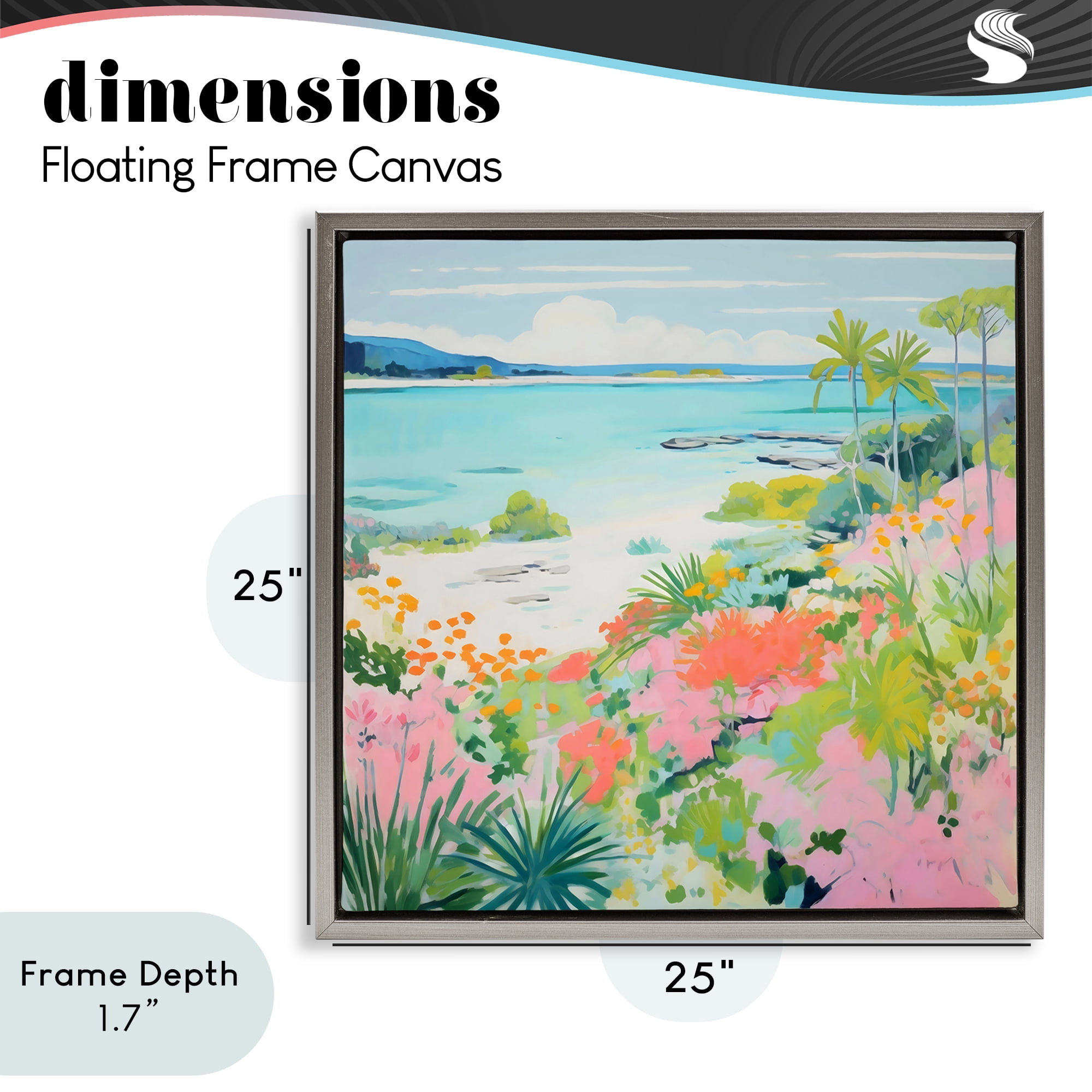 Stupell Industries Tropical Coast Blooming Shoreline Gray Framed Floater Canvas Wall Art, design by Creative Studio
