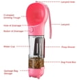 thumbnail image 2 of Botella de agua portátil para perros 4 en 1 con almacenamiento de alimentos, dispensador de bolsas para excrementos y cuchara, tamaño 300 ml, color rosa, 2 of 5