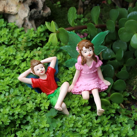 ACDANC Fairy Garden Accessories,2Pcs Fairy Garden Fairies Statue,Glow in The Dark Girl and Boy Statue,Flower Angel Figurines Decor,Gift Ideas,Fairies Micro Landscape Ornaments