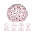 thumbnail image 3 of Yiaed Cute Rabbit Print Reusable Shower Cap & Bath Cap & Lined, Oversized Waterproof Shower Caps Designed for all Hair Lengths, 3 of 7