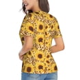 thumbnail image 3 of Xecao Abstract Leopard Print Sunflower for Women's V-Neck T-Shirts-Elegant Half-Sleeve Tops Perfect for Summer-X-Large, 3 of 5