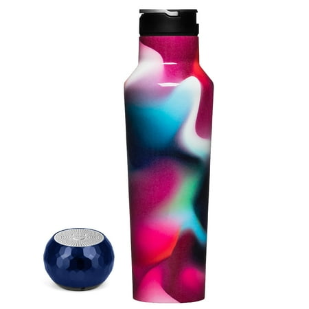 U Speakers Mini Glam Portable Wireless Bluetooth Speaker with Magnetic Base Mic & Selfie Remote Control Dark Blue Active Chic Lifestyle Bundle with Insulated Sport 20 oz. Straw Canteen Bottle Multi