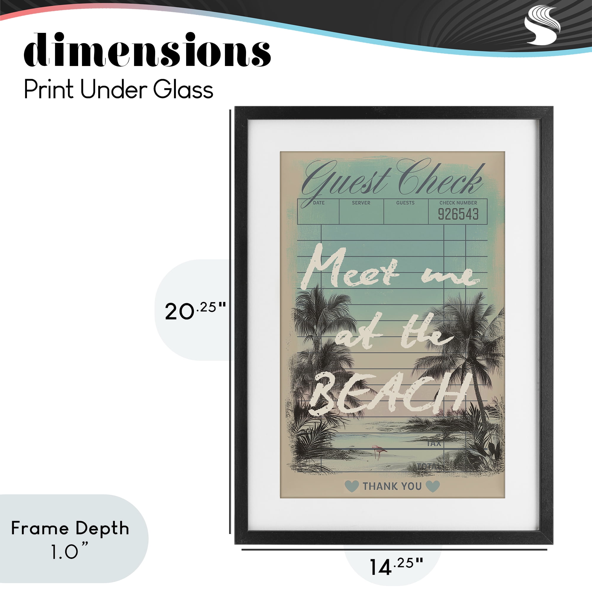 Stupell Industries Meet Me At Beach Check Black Framed Print Under Glass, design by Annabelle Hall