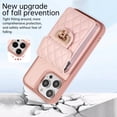 thumbnail image 5 of ELEHOLD for iPhone 11 Pro Wallet Case with Card Holder, PU Leather Shockproof Crossbody Case with Metal Snap Adjustable Strap Lanyard Compatible with iPhone 11 Pro,Pink, 5 of 7
