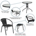 thumbnail image 3 of Flash Furniture Lila 28'' Round Glass Metal Table with Black Rattan Edging and 2 Black Rattan Stack Chairs, 3 of 11