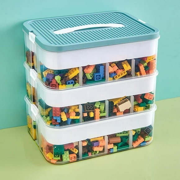 joyingbaby Toys Organizer Storage Case for Lego Building Block (Olive Green, 3 Layers)