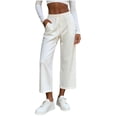 thumbnail image 2 of SBYOJLPB Women Elastic Waist Pants Casual Drawstring Comfortable High Waist Solid Color Trousers, 2 of 6