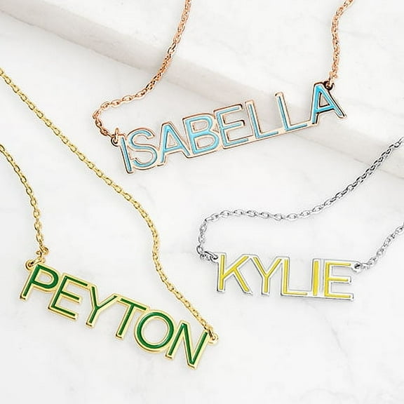 Personalized Planet Women's Enamel Uppercase Name Necklace