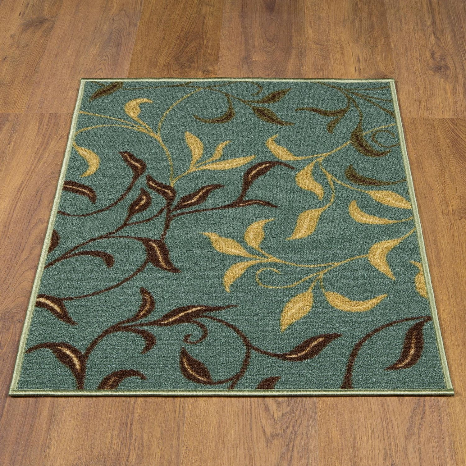 Tapis de couloir contemporain à motif feuilles et sous-couche en caoutchouc la collection Ottohome