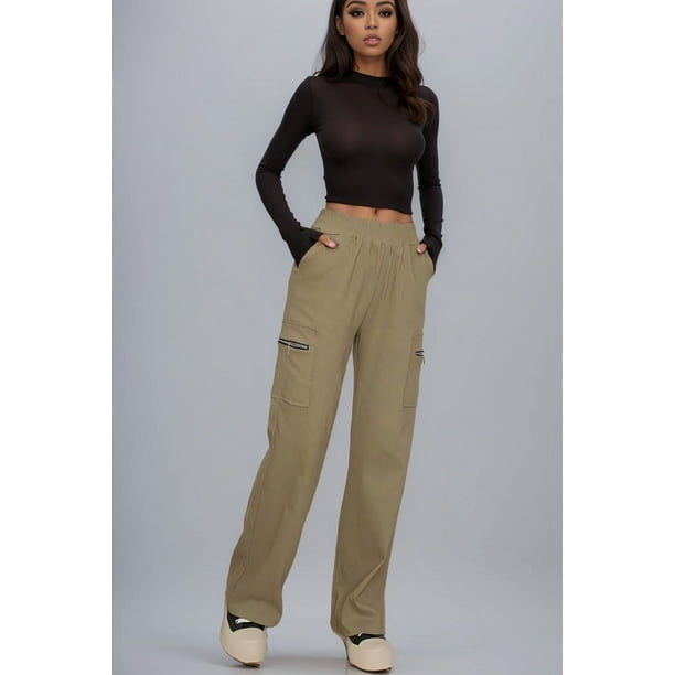 Pantalones de mujer de moda Pantalones de estilo crock de moda Pantalones con cremallera y bolsillo Pantalones rectos sueltos de calle moda
