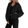 thumbnail image 3 of Women Casual Stand Collar Zip Up Fashion Hem Drawstring Pocket Loose Baseball Jacket with Pockets Black XL, 3 of 9
