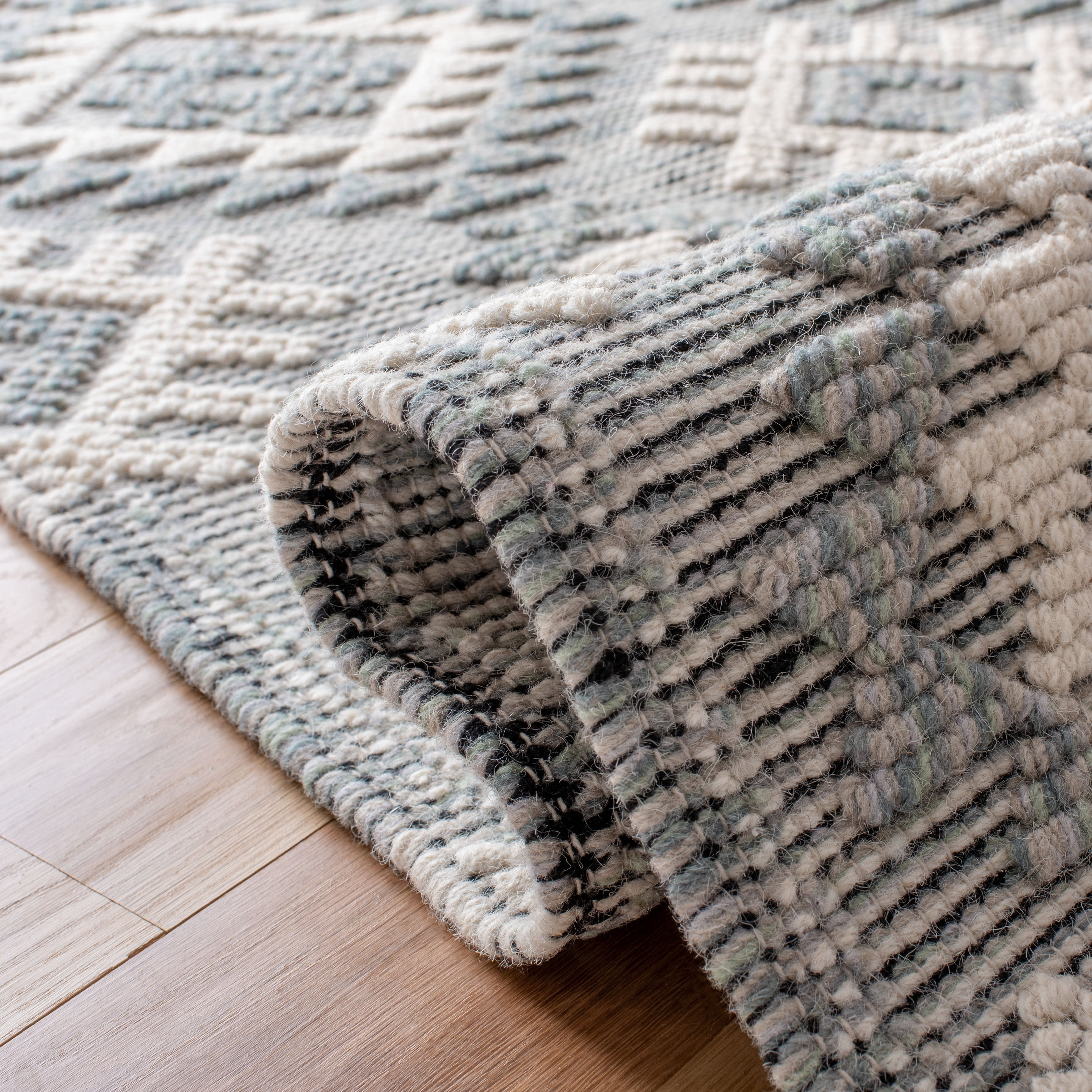SAFAVIEH Natura Steve Geometric Area Rug, Cream/Aqua, 8' x 10'