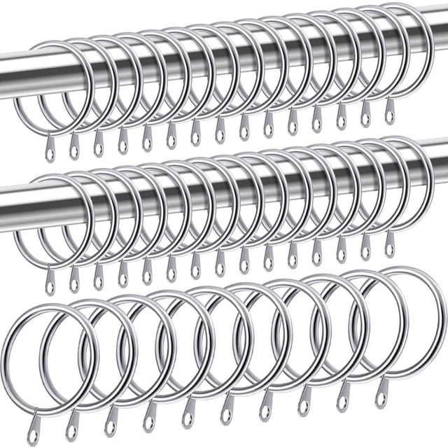 40 piezas de anillos de metal para cortinas, diámetro interior de 32 mm (plata)