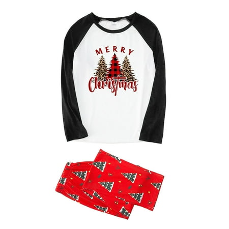 

WOXINDA Women s Family Matching Christmas Tree And Snow Print Long Sleeve Christmas Casusal Pajamas Sleepwear Set Family Pajamas Set Summer