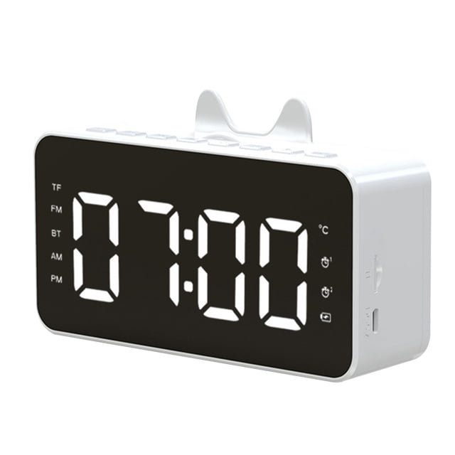 Reloj despertador Radio Reloj de escritorio Pantalla LCD Reproducción de música compatible con Bluetooth Alarma digital para oficina en casa, Blanco Inevent EL001109-02B