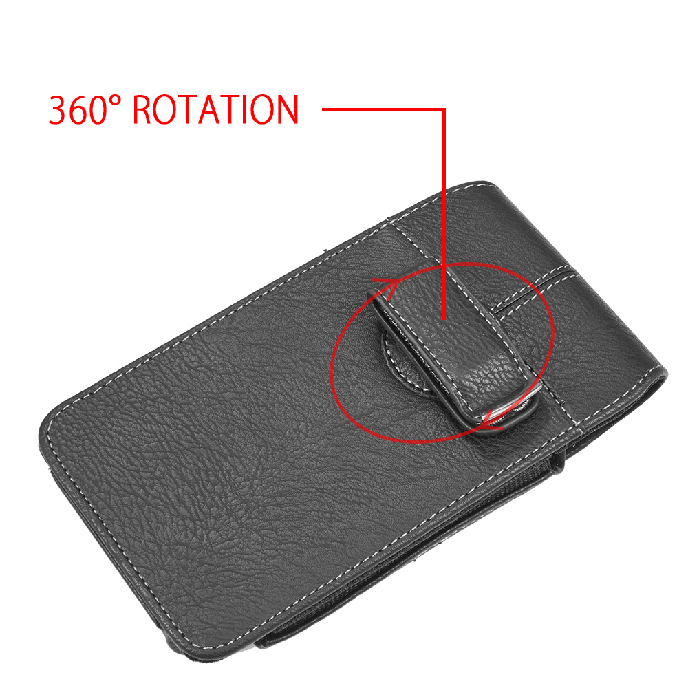 6.5-inch Vertical Black PU Leather Universal Cell Phone Wallet Holster Pouch with Belt Clip and Card Slots
