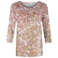 thumbnail image 4 of Tops for Women Trendy Short Sleeve Tunic Tops for Women Athletic Shirts Tight Short Sleeve T Shirts plus Size Ladies Dress Blouses High Neck Top Womens Summer Casual Floral T Tan Shirt Pink L, 4 of 5