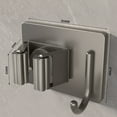 thumbnail image 2 of SATRINO Mop Broom Holder Wall Mounted SUS304 Stainless Steel, Mop Broom Organizer with 1 Installation Methods (No Drilling Installation), Mop Hanger Heavy Duty with Hooks, 2 of 6