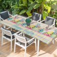 thumbnail image 2 of Easter Table Cloths for 8 Foot Rectangle Tables, Vintage Colorful Bunny Eggs Flowers Polka Dot Plaid Patio Waterproof Elastic Fitted Tablecloths, Washable Rectangular Table Cover for Camping, 2 of 8