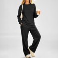 thumbnail image 6 of Women's 2 Piece Lounge Set Crewneck Sweatshirt and Wide Leg Pants Relaxed Casual Fall Fleece Matching Outfit Set, 6 of 6