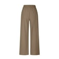 thumbnail image 5 of The Summer I Turned Pretty LEBONYARD Women's Wide Leg Pants with Pockets,Women's Solid Linen Pants Wide Leg Work Dress Pants Casual Business Pants with Pockets Khaki S, 5 of 9