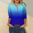 thumbnail image 5 of Mode Décontractée pour Femmes T-Shirt à Manches 3/4 avec Boutons et Col Imprimé, 5 of 5