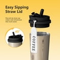 thumbnail image 3 of 18oz Travel Coffee Mug, 316 Stainless Steel Vacuum Insulated Tumbler with 2-in-1 Straw Lid & Strap, Wood Print, 3 of 6