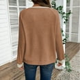 thumbnail image 5 of Womens Long Sleeve Shirts Fall Fashion 2026 Patchwork Button Up V Neck Sweatshirt Casual Pullover Tops (XL, Coffee), 5 of 6