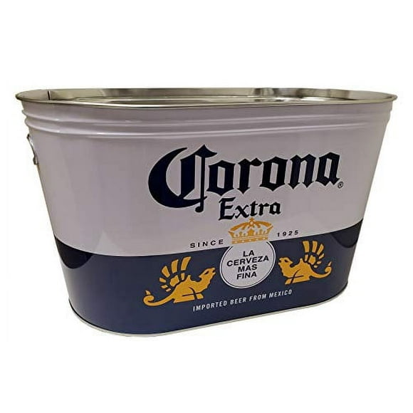 The Tin Box Company Corona Grande Baignoire avec Poignées Découpées Bleu et Blanc, 16 x 9.25 x 9.25