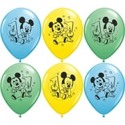 Party Supplies -Pioneer Latex Balloons 6 ct 12" Disney Mickey 1st Birthday 30844