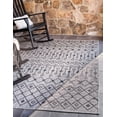 thumbnail image 1 of Unique Loom Trellis Collection Tribal Geometric Transitional Indoor and Outdoor Flatweave Area Rug, 7' x 10', Light Gray/Blue, 1 of 2