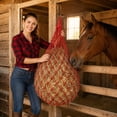 thumbnail image 6 of 9.8 inch Horse Hay Feeder Bag, Large Capacity Small Hole Hay Net, Durable Nylon Mesh Feeding Bag for Equine Livestock Barn Stable Slow Feed, 6 of 6