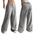 thumbnail image 6 of WULMLEO Womens Corduroy Pants Low Rise Wide Leg Cargo Bottoms Casual Baggy Lounge Tousers Office Business Work Pant with Pockets Gray M, 6 of 7