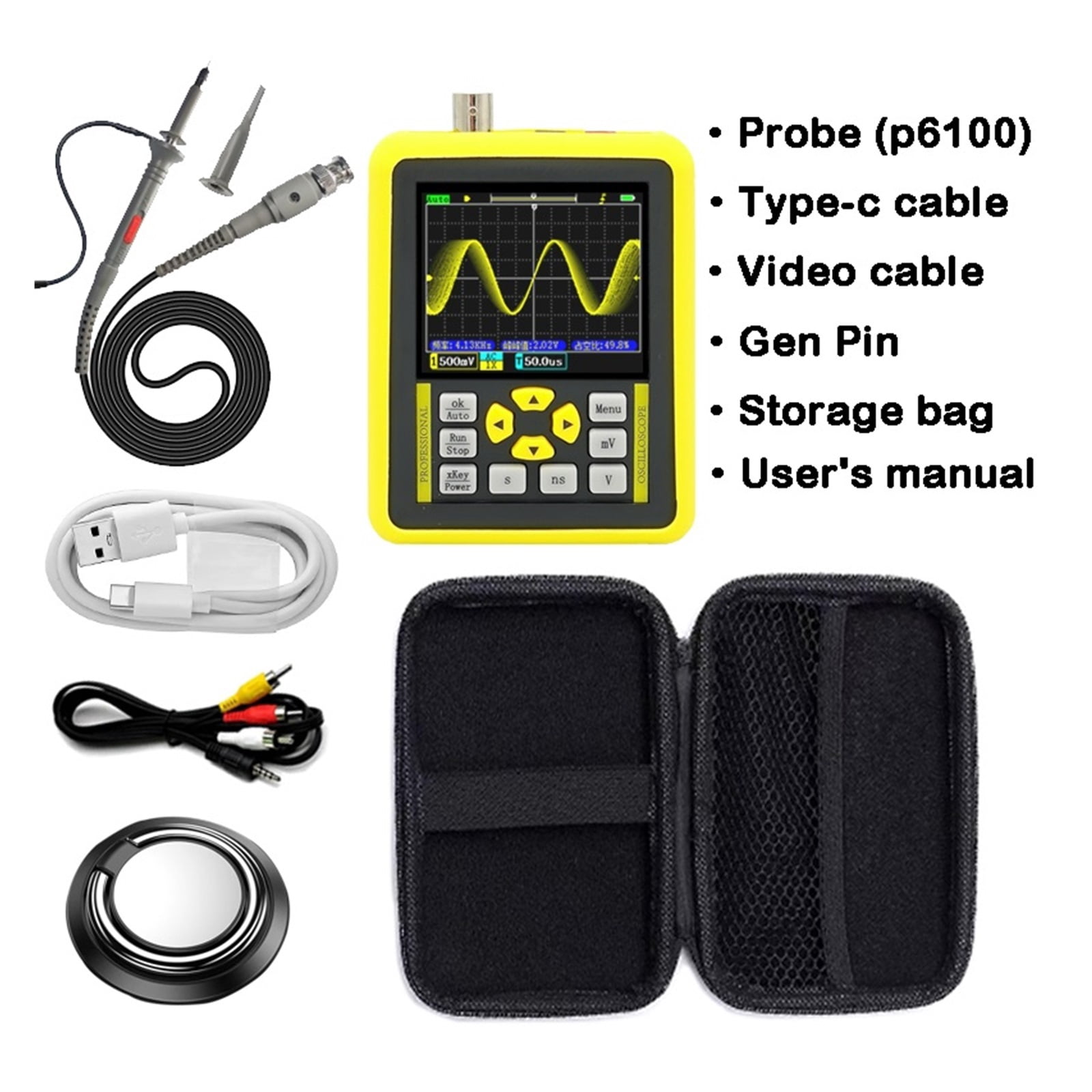2.4-inch Screen Digital Oscilloscope 120MHz Analog Bandwidth Support Signal Generator Handheld ,Professional Designed